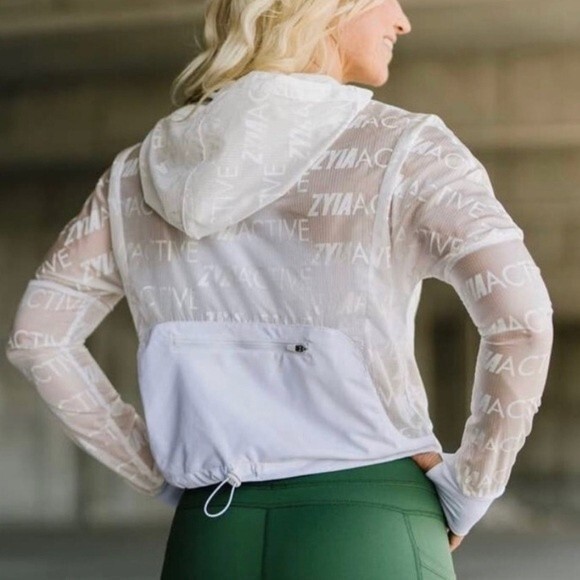 NWT Zyia Active White Sheer Breeze Hooded Jacket Windbreaker Women’s Size XXXL - Picture 4 of 16